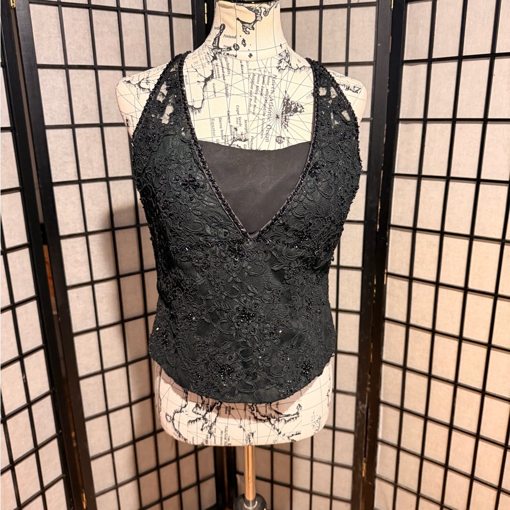 Forever Yours Vintage Embellish Bead Formal Evening corset crop top cami goth 10